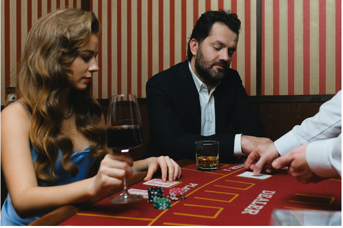 man and woman in casino